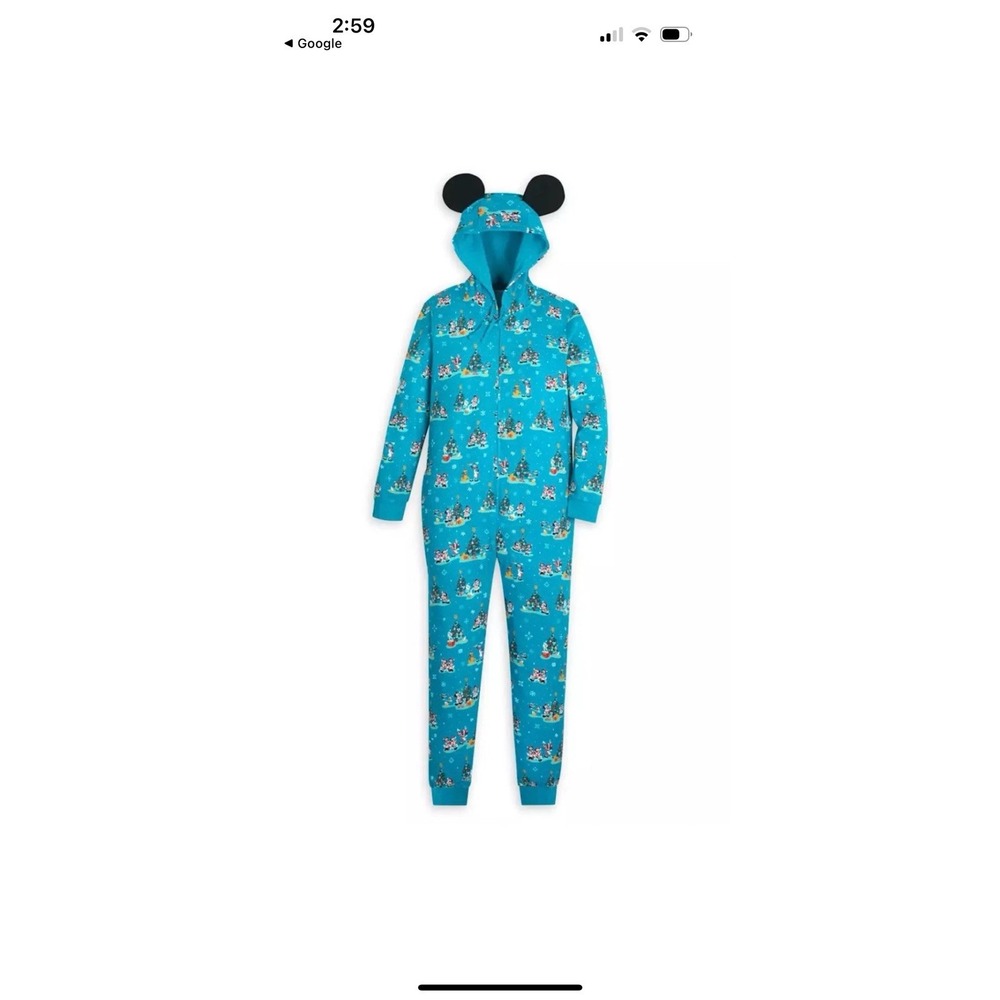 Disney Mickey & Friends Mens XL Christmas Holiday Mouse Ears Coverall Pajamas